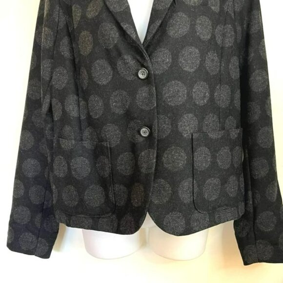 NWOT GAP BLACK & GRAY POLKA DOT WOOL BLEND ACADEMY BLAZER SIZE 10 - Picture 4 of 11